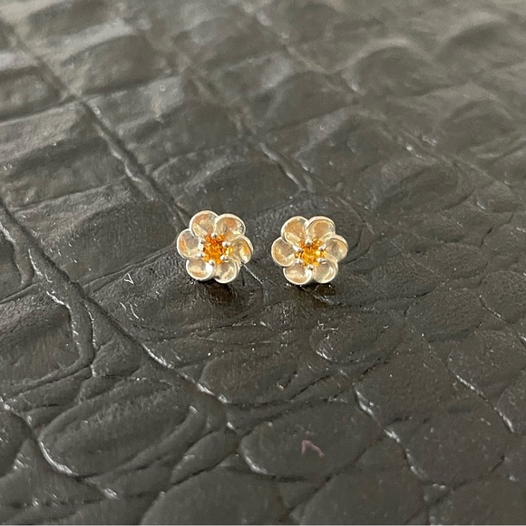 Sterling silver 925 Flower Citrine earrings - Picture 4 of 8